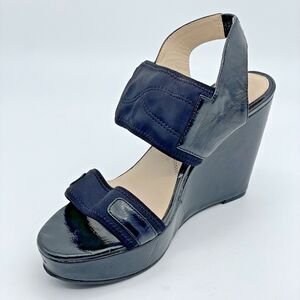 Adrienne Vittadini AV-CONCERTO Wedge Heels Women’s 8M Black Patent Sling Back